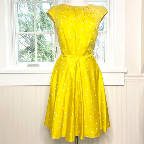 Boden Dresses & Skirts - Boden Vintage Vibe Yellow Dress White Polka Dots
